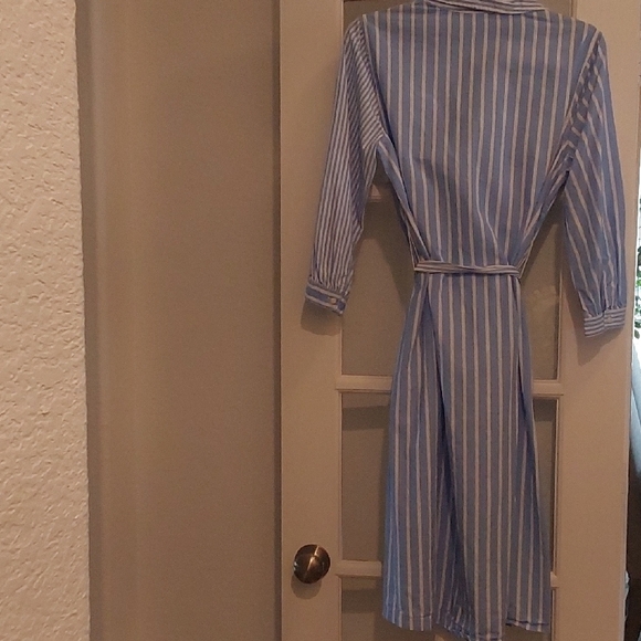 St. John's Bay Blue and White Shirt Dress - Picture 2 of 4